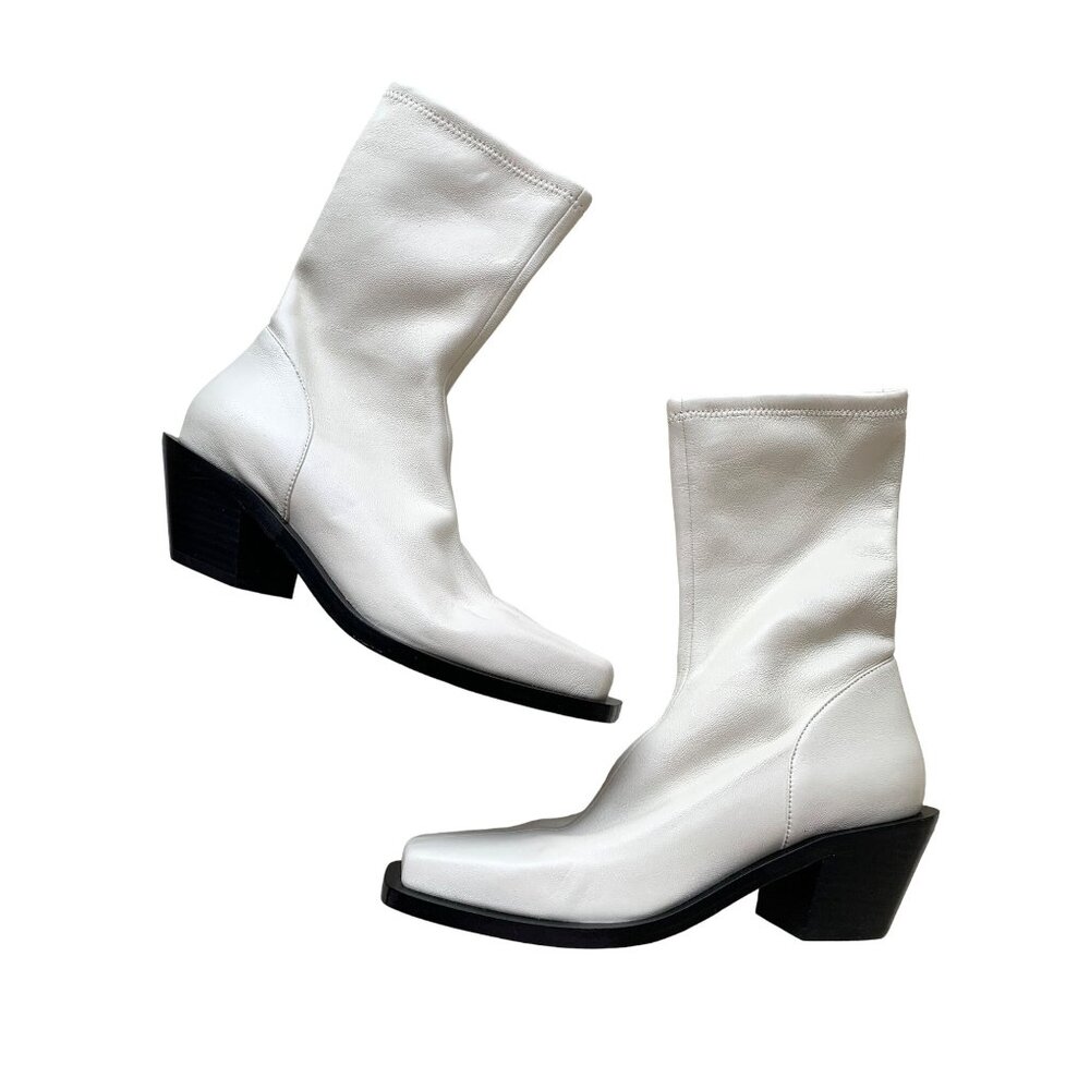 Jonathan Simkhai Women's Sz 37 Kelsey Color Bone Square Toed Boots